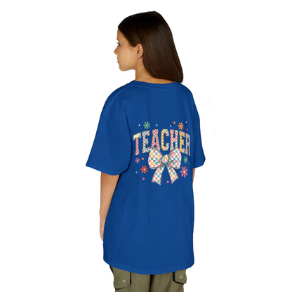 Teacher Kids Tee with Colorful Bow Design, Perfect for Back to School, Teacher Appreciation, Birthday Gift, Fun Classroom Wear