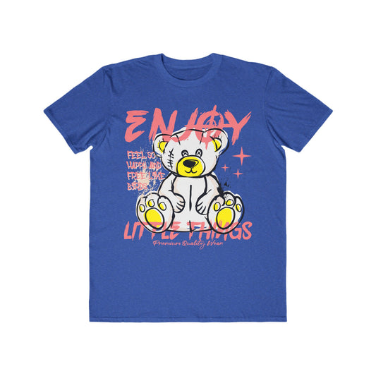 Men's Bear Graphic Tee - Enjoy Life, Urban Wear For Men, Fun Gift, Summer Fashion, Cute T-Shirt, Relaxed Style Heather Blue