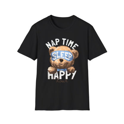 Nap Time Happy Bear Unisex T-Shirt, Sleep Shirt, Cute Graphic Tee, Cozy Relaxed Wear, Gift for Nappers, Funny Pajama T-Shirt
