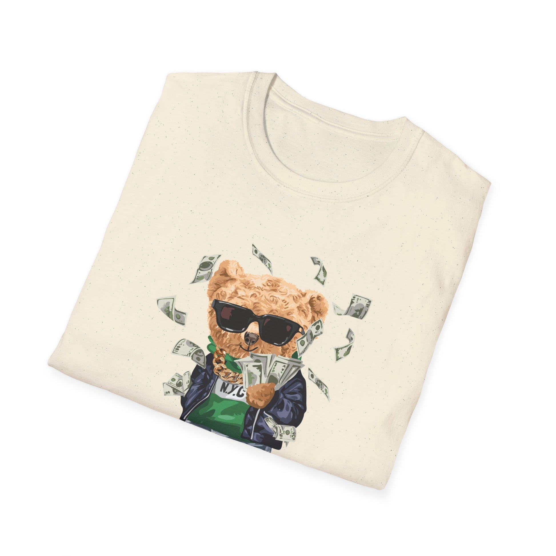 Rich Boy Graphic T-Shirt | Unisex Softstyle Tee | Cute Bear Design | Casual Wear | Gift for Kids | Birthday & Holiday