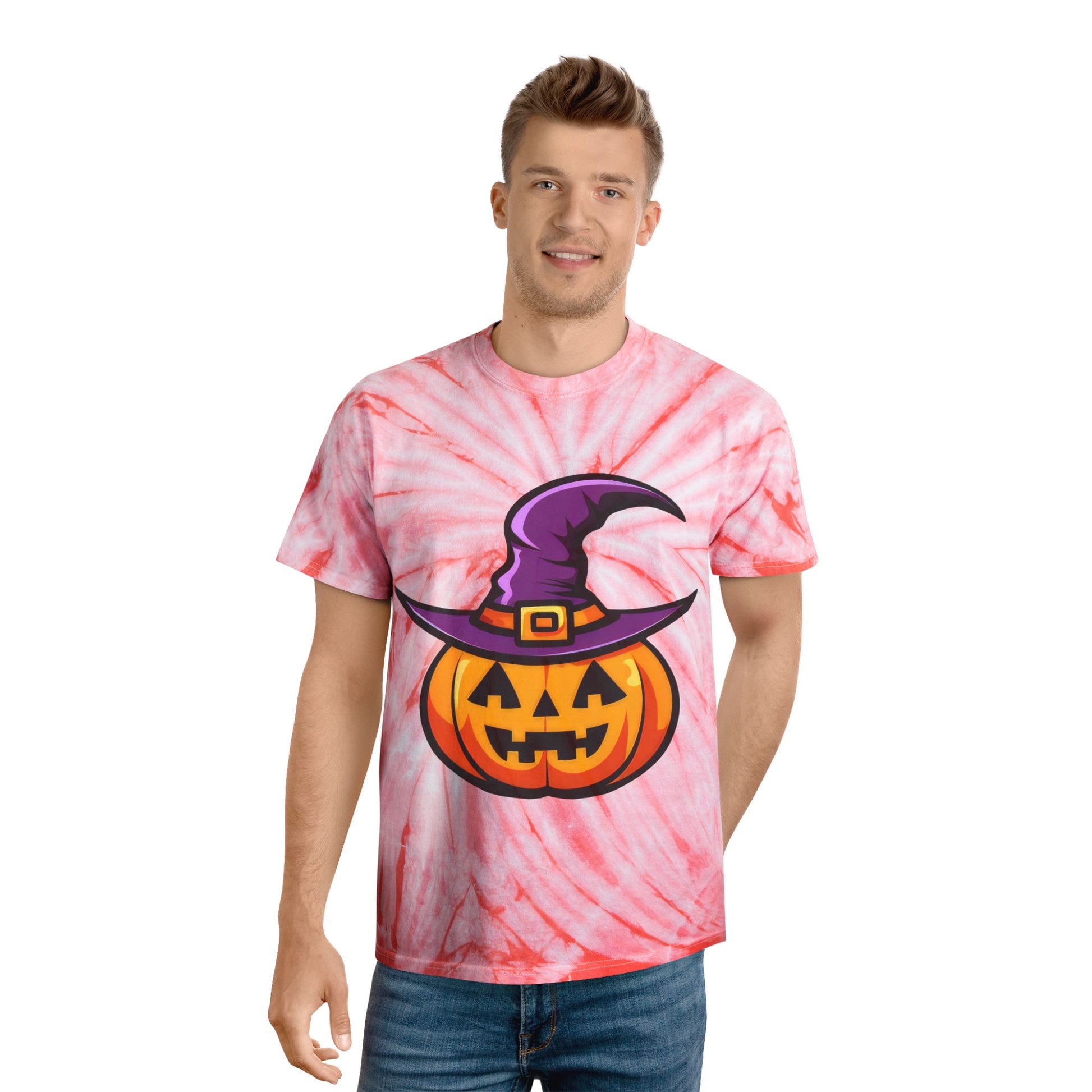 Whimsical Tie-Dye Tee, Bright Pumpkin Shirt, Halloween Apparel, Festive Clothing, Party Outfit, Gift for Fall Celebrations - Cozy Kawaii LLC