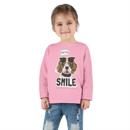 Toddler Long Sleeve Tee with Adorable Dog Design, Cute Kids Shirt, Birthday Gift, Pet Lovers Apparel, Everyday Wear