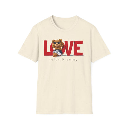 Love Bear Unisex Softstyle T-Shirt | Cute Casual Tee, Gift for Him/Her, Valentine’s Day, Birthday, Everyday Wear Natural
