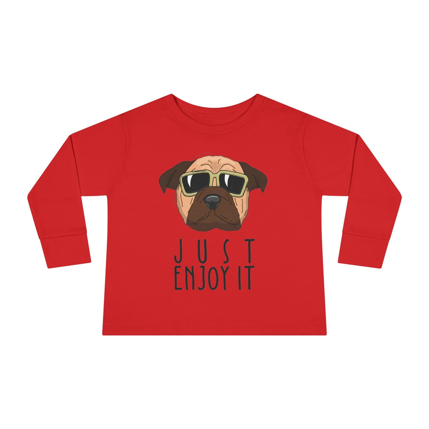 Cool Dog Toddler Long Sleeve Tee, Funny Kid Shirt, Cute Animal Tee, Gifts for Toddlers, Birthday Party Outfit, Animal Lover Apparel Red