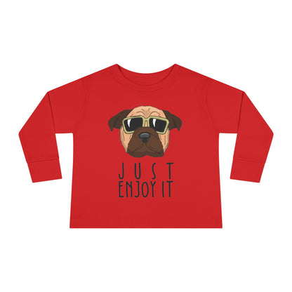 Cool Dog Toddler Long Sleeve Tee, Funny Kid Shirt, Cute Animal Tee, Gifts for Toddlers, Birthday Party Outfit, Animal Lover Apparel Red
