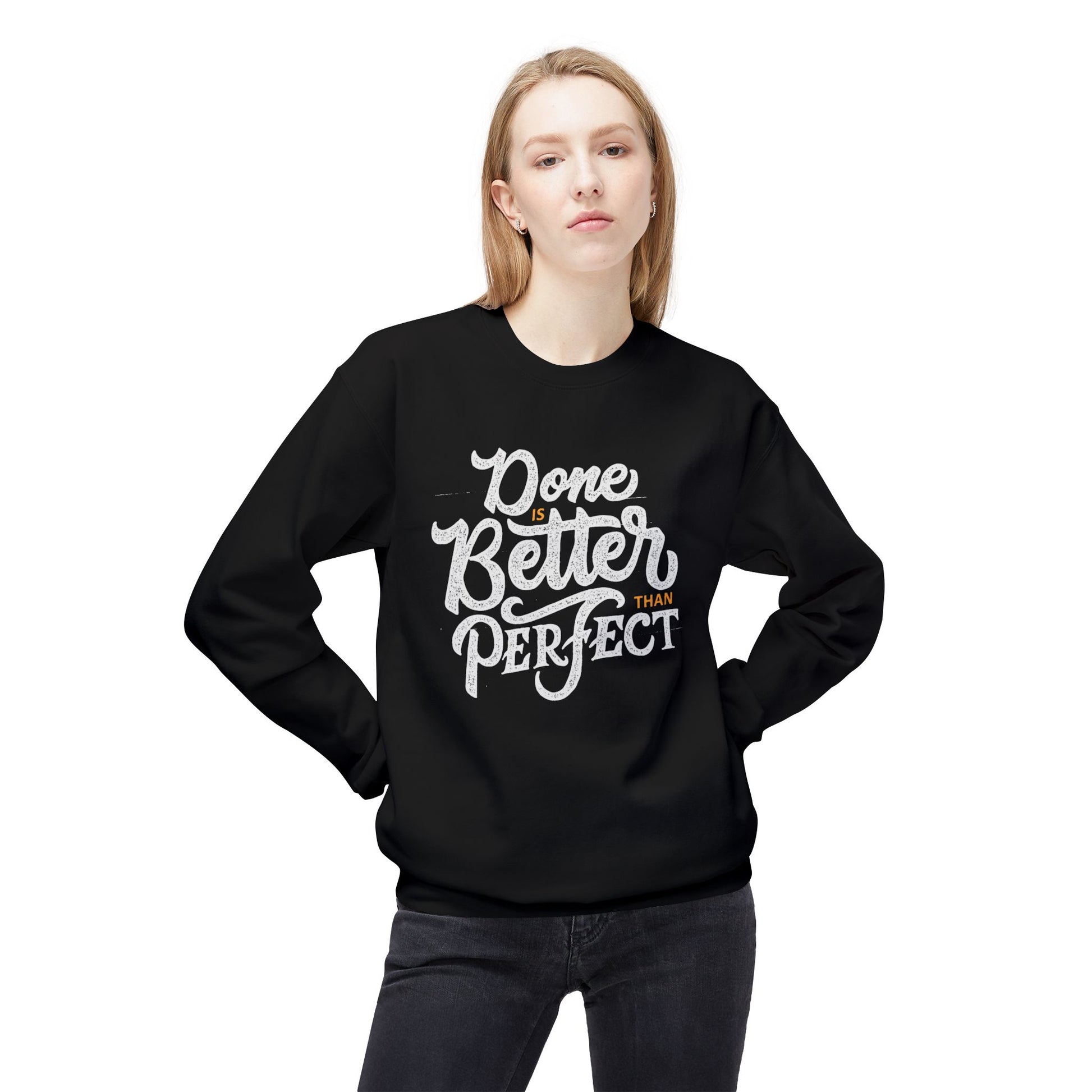 Motivational Fleece Sweatshirt: Cozy Crewneck, Perfect for Self-Care Days, Gift for Friends, Inspirational Quotes, Peer Encouragement