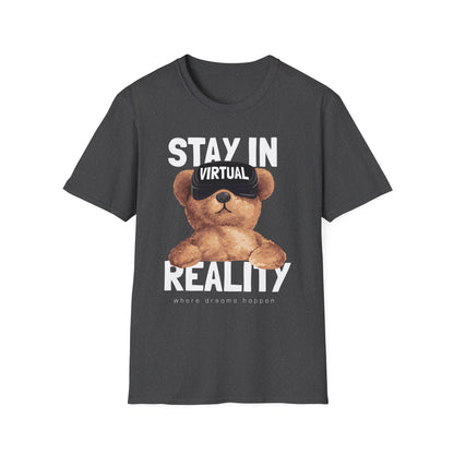 Virtual Reality Bear T-Shirt, Cute Graphic Tee, Funny Gift for Gamers, Trendy Apparel, Birthday Gift, Casual Wear Dark Heather