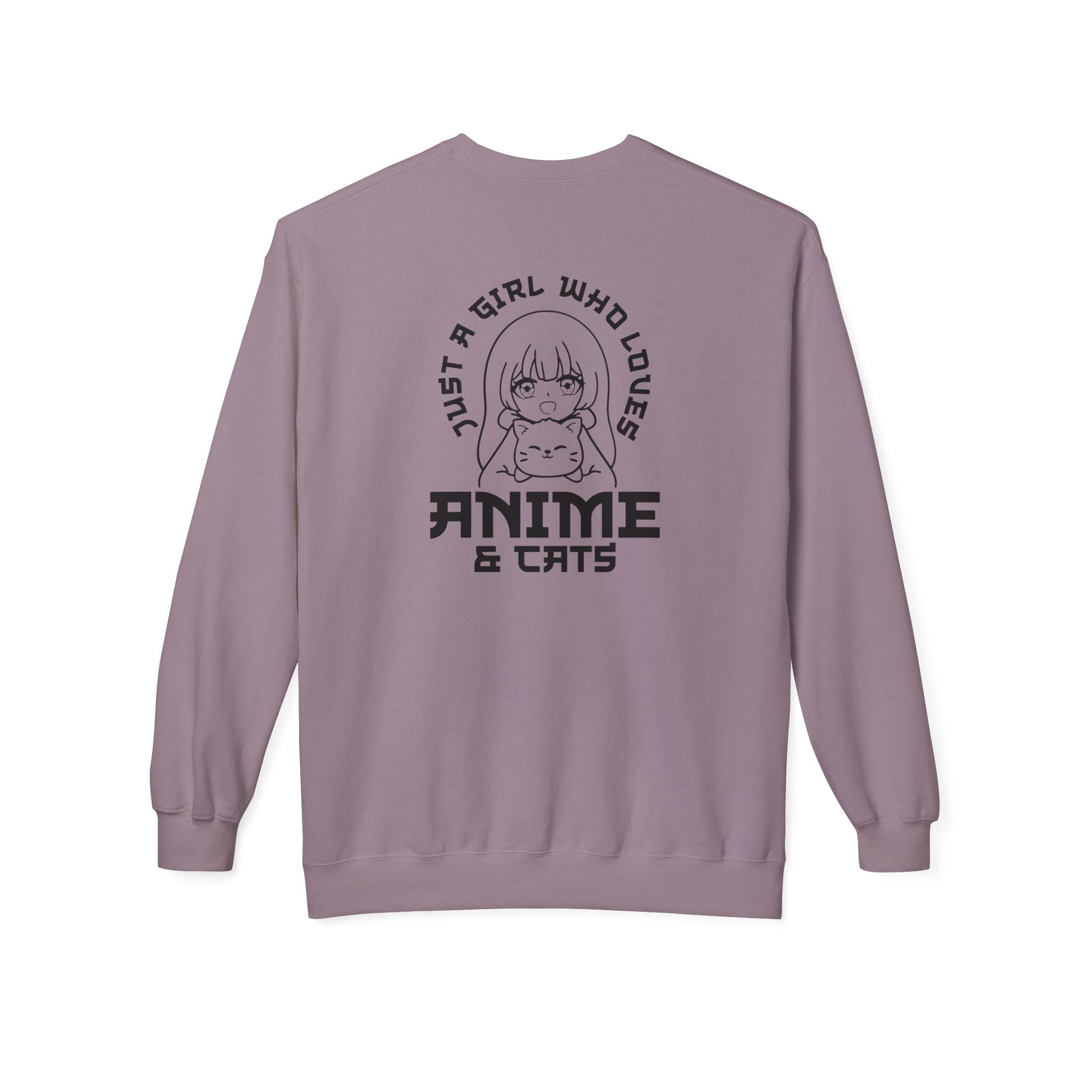 Anime & Cats Crewneck Sweatshirt, Cozy Gift for Anime Lovers, Cat Lover Apparel, Cute Anime Sweatshirt, Perfect for Casual Days