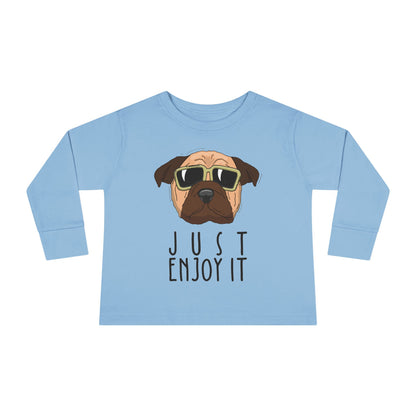 Cool Dog Toddler Long Sleeve Tee, Funny Kid Shirt, Cute Animal Tee, Gifts for Toddlers, Birthday Party Outfit, Animal Lover Apparel Light Blue