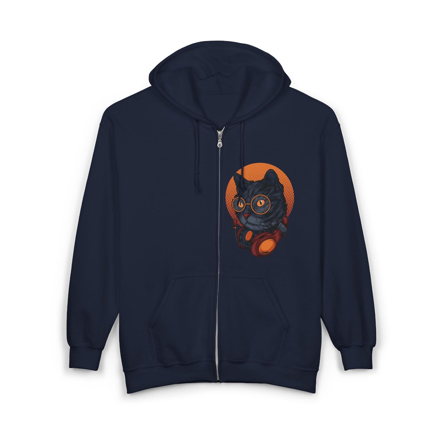 Cozy Cat-Themed Zip-Up Hoodie, Cat Lover Gift, Halloween Apparel, Unisex Sweatshirt, Casual Wear