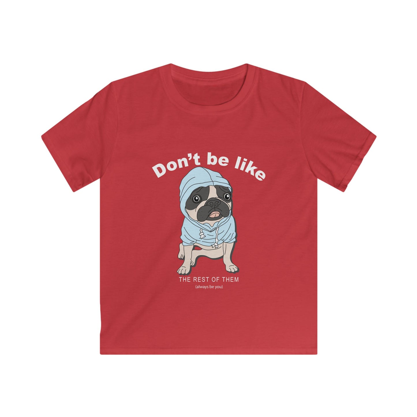 Cute Pug Kids Tee, Youth Dog T-Shirt, Funny Pet Lover Gift, Animal Themed Shirt, Kids Birthday Present Red