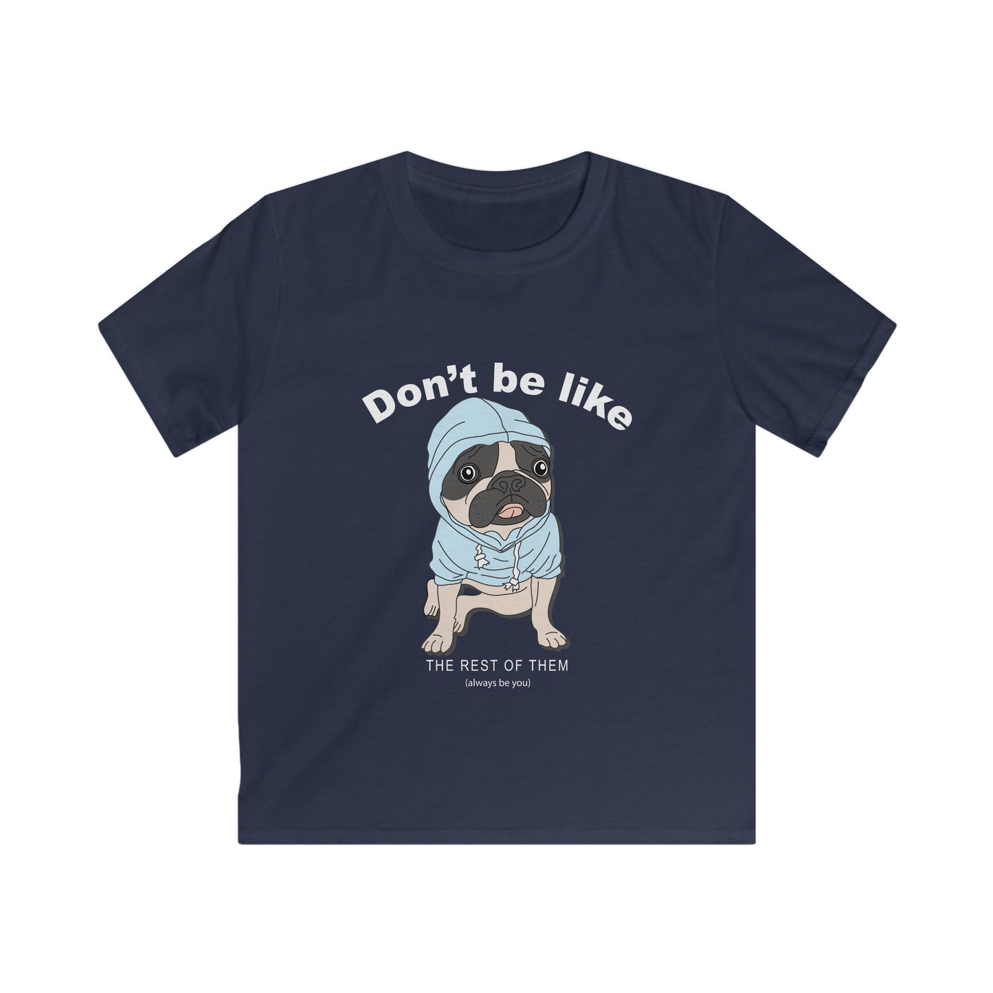 Cute Pug Kids Tee, Youth Dog T-Shirt, Funny Pet Lover Gift, Animal Themed Shirt, Kids Birthday Present Navy
