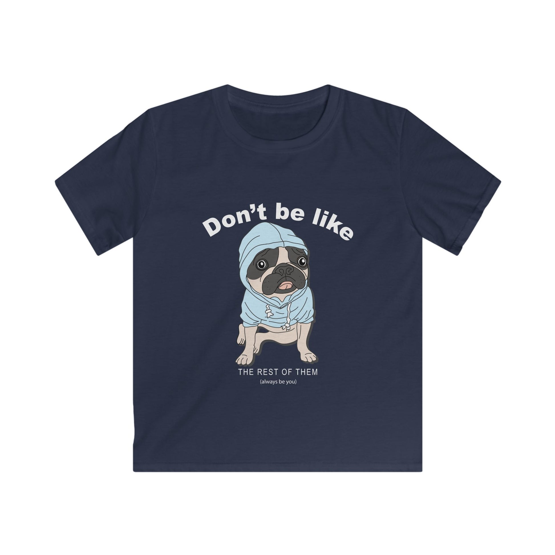 Cute Pug Kids Tee, Youth Dog T-Shirt, Funny Pet Lover Gift, Animal Themed Shirt, Kids Birthday Present Navy