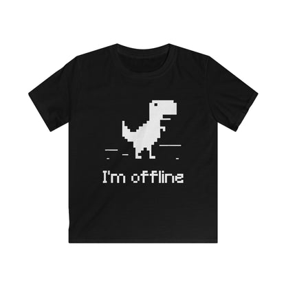 Dinosaur Kids Tee - I'm Offline, Cute Dino T-Shirt, Digital Dinosaur Shirt, Kids Graphic Tee, Fun Gift for Boys and Girls Black
