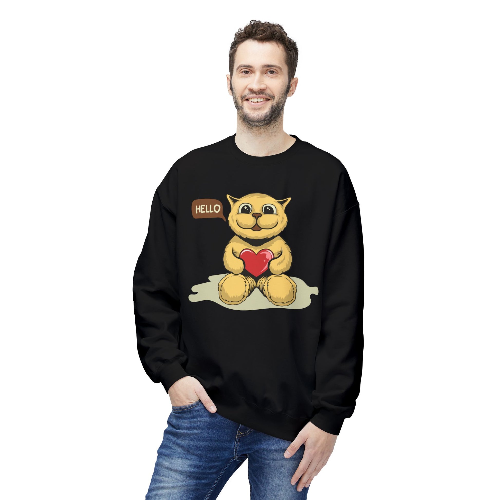 Adorable Fleece Crewneck Sweatshirt with Heartwarming Design, Cozy Gift, Unisex Pullover, Cute Animal Sweatshirt