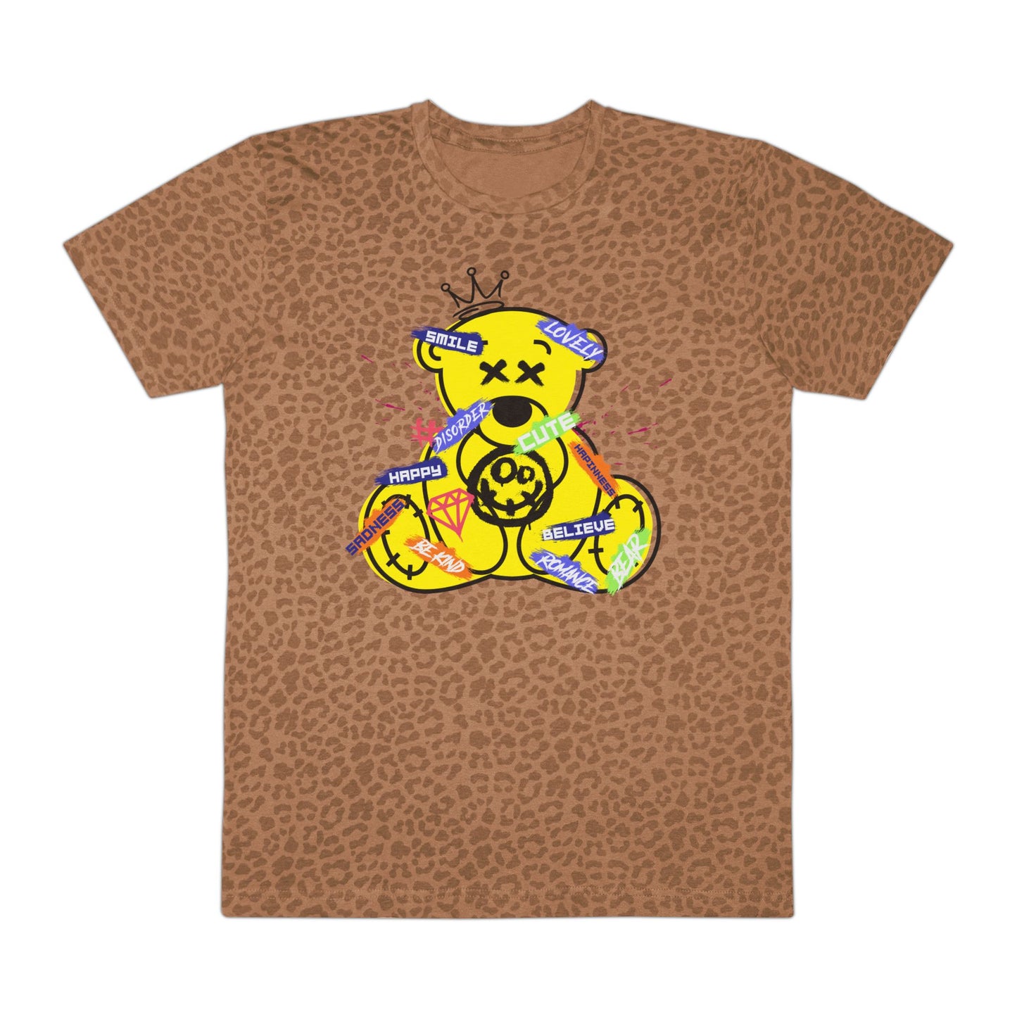 Vibrant Graphic Tee for Trendy Men, Casual Streetwear, Friends Gatherings, Birthday Gift, Summer Events, Unique Style Statement Brown Leopard