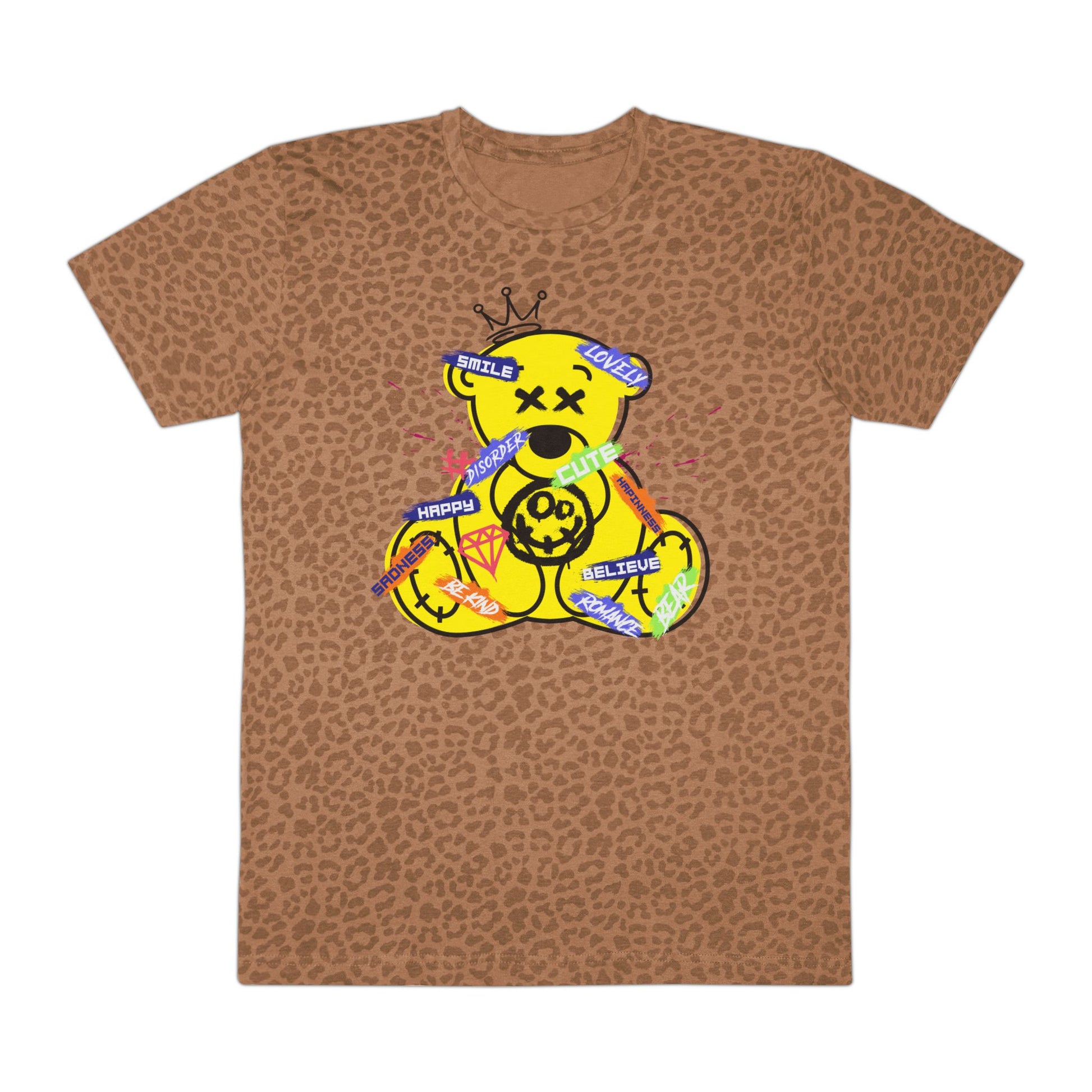 Vibrant Graphic Tee for Trendy Men, Casual Streetwear, Friends Gatherings, Birthday Gift, Summer Events, Unique Style Statement Brown Leopard
