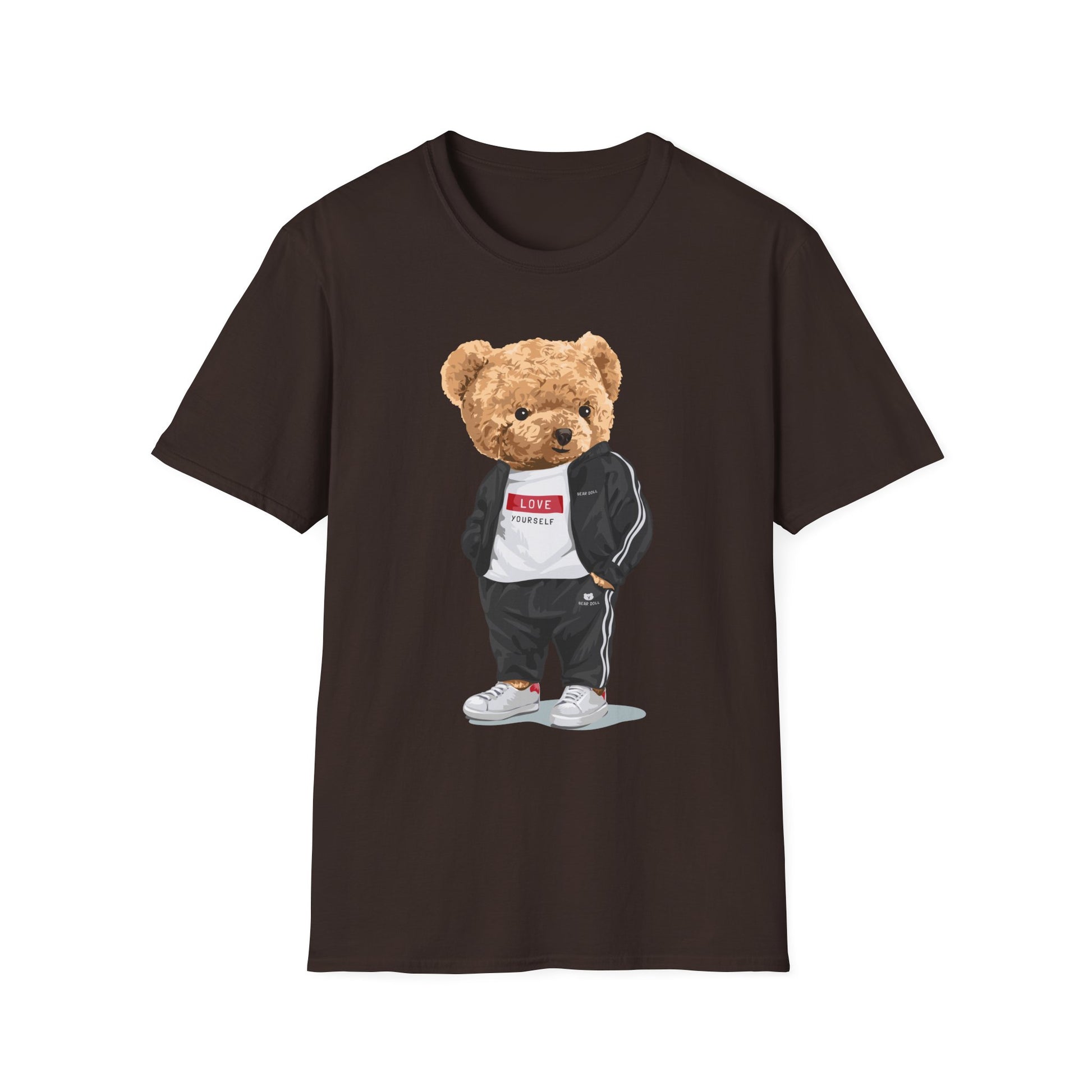 Casual Graphic Tee: Trendy Bear Design, Fun Unisex T-Shirt, Perfect for Gifts, Casual Wear, Everyday Style Dark Chocolate