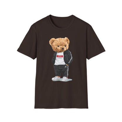 Casual Graphic Tee: Trendy Bear Design, Fun Unisex T-Shirt, Perfect for Gifts, Casual Wear, Everyday Style Dark Chocolate
