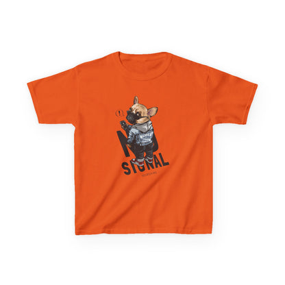Kids Graphic Tee with Playful Dog Design, Casual Kids Tee, Pet Lovers Shirt, Fun Gift for Boys and Girls, Birthday Celebration Clothing Orange