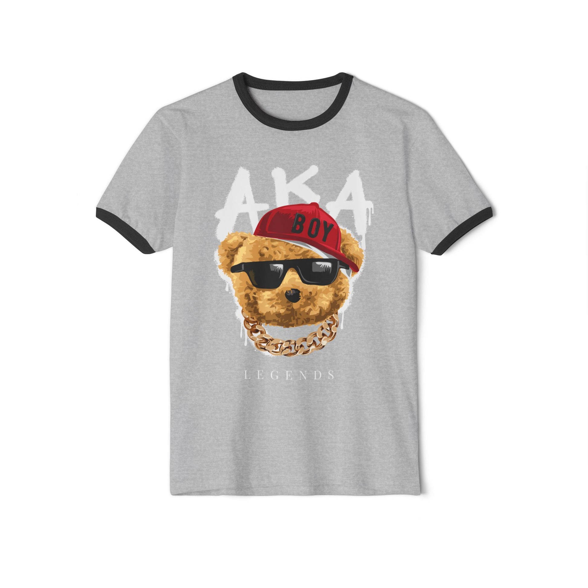 Cool Bear Graphic Ringer T-Shirt, Retro Style Tee, Unisex Casual Wear, Gift for Boys and Teens, Hip Hop Fashion Tee