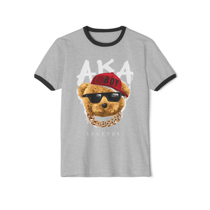 Cool Bear Graphic Ringer T-Shirt, Retro Style Tee, Unisex Casual Wear, Gift for Boys and Teens, Hip Hop Fashion Tee