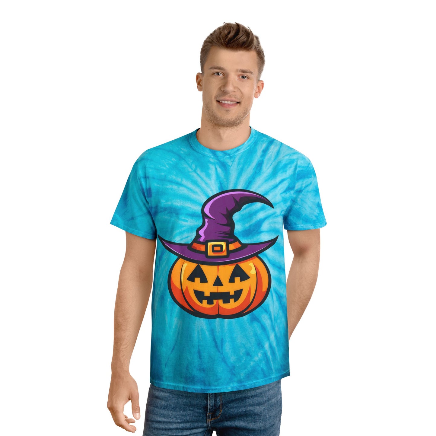 Whimsical Tie-Dye Tee, Bright Pumpkin Shirt, Halloween Apparel, Festive Clothing, Party Outfit, Gift for Fall Celebrations - Cozy Kawaii LLC