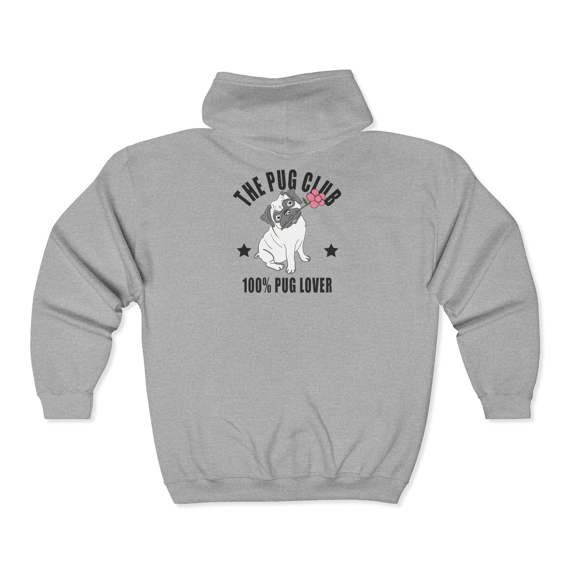 Unisex Pug Lover Zip Hoodie - Cozy Pet Owner Gift, Dog Lover Apparel, Birthday Gift, Cute Sweatshirt, Pug Club Merchandise