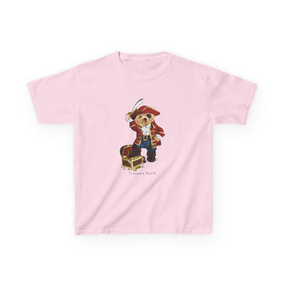 Pirate Dog Kids T-Shirt, Fun Birthday Gift, Summer Wear, Playtime Tee, Adventure Shirt, Kids Pirate Costume Light Pink
