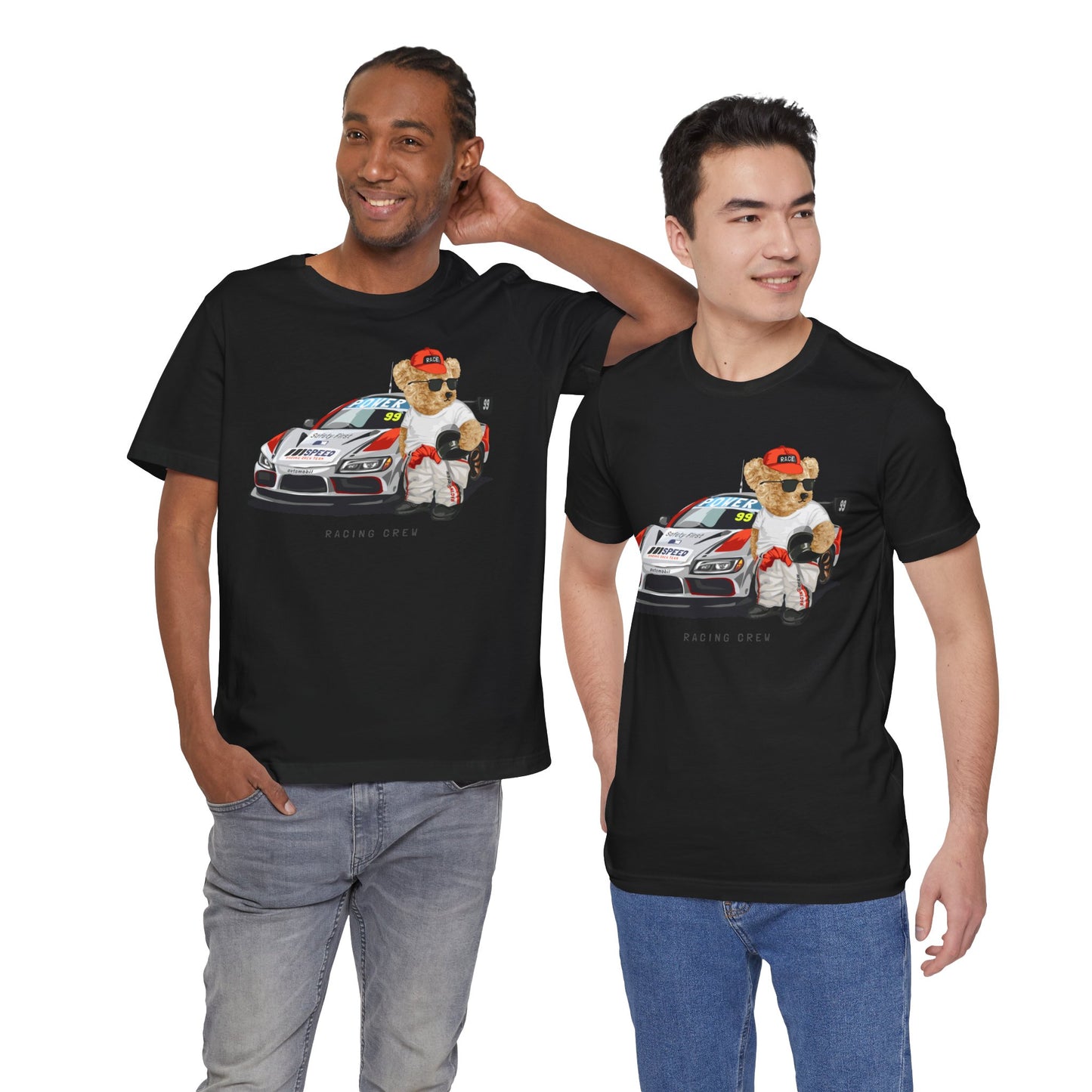 Racing Bear Short Sleeve Tee, Cool Car T-Shirt, Unisex Graphic Shirt, Perfect Gift for Racing Fans, Race Day Outfit
