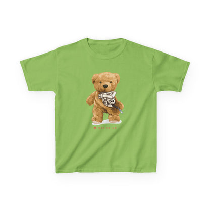 Cute Teddy Bear Kids Tee, Kids Cotton T-Shirt, Fun Graphic Tee, Childrens Holiday Gift, Soft Casual Wear Lime