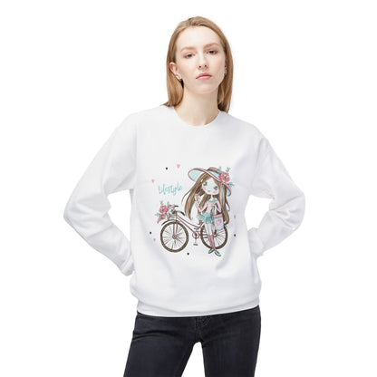 Chic Fleece Sweatshirt with Whimsical Bicycle Design - Perfect for Cozy Days, Gift for Cyclists, Cute Outfit for Spring, Birthday