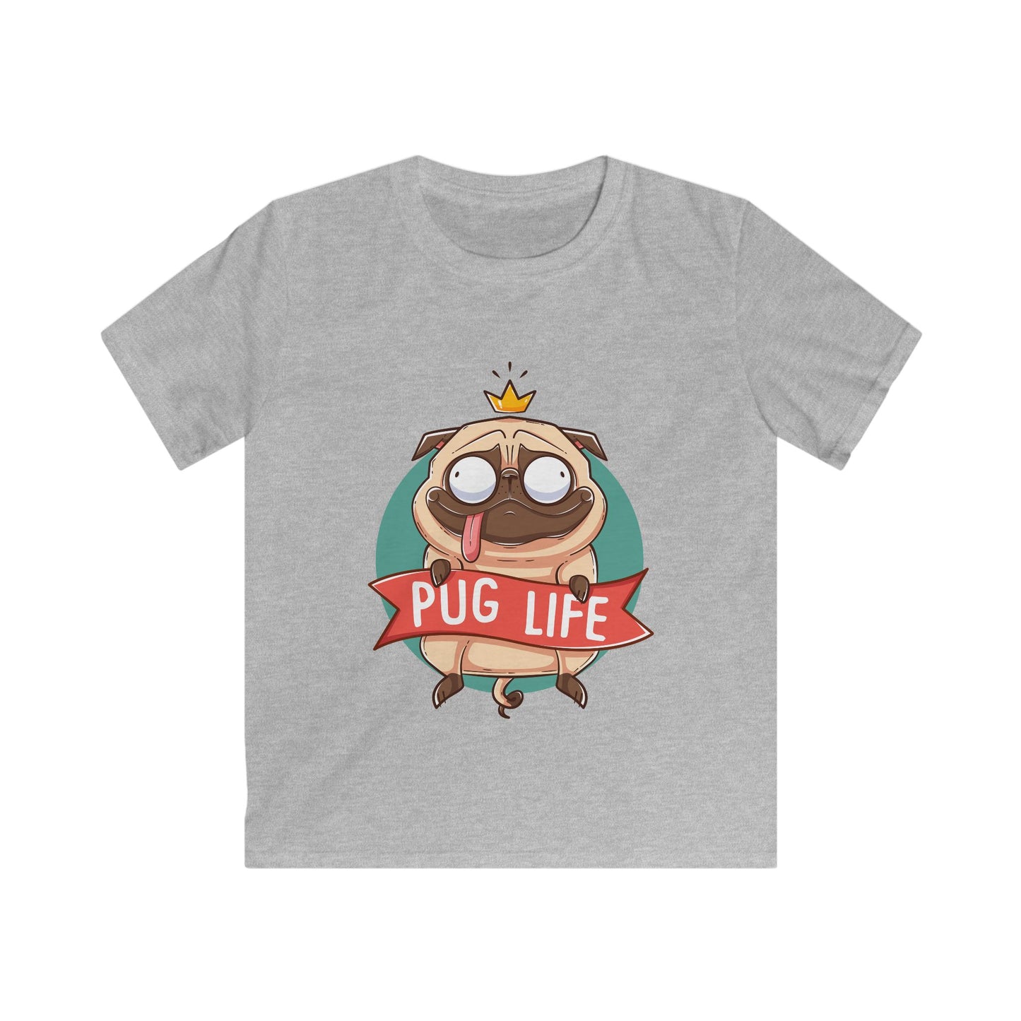 Pug Life Kids Tee, Fun Pet Shirt, Funny Dog T-Shirt, Animal Lover Gift, Birthday or Playdate Outfit Sport Grey