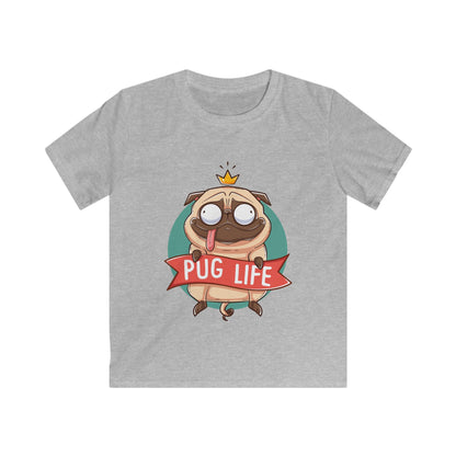 Pug Life Kids Tee, Fun Pet Shirt, Funny Dog T-Shirt, Animal Lover Gift, Birthday or Playdate Outfit Sport Grey