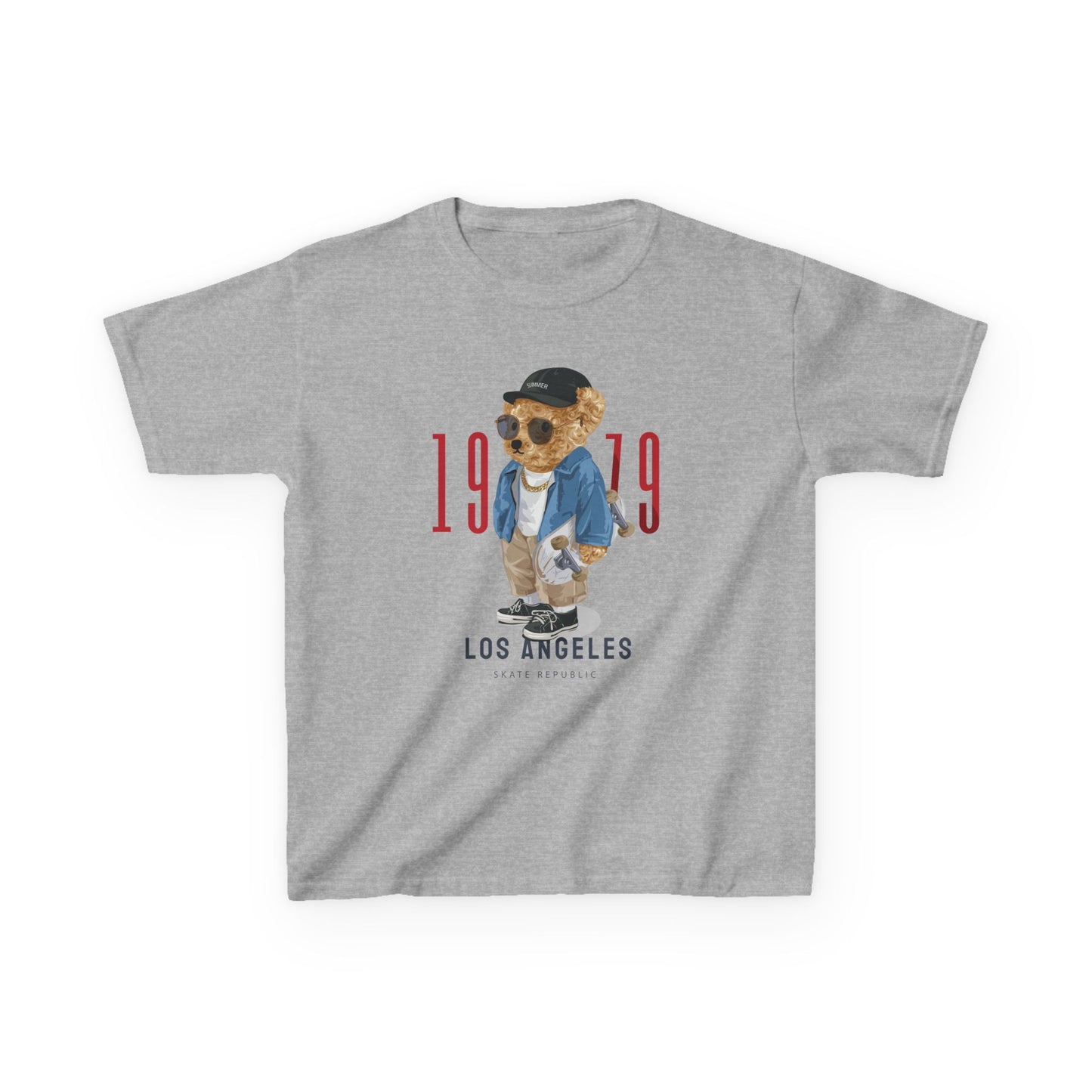 Vintage Kids Tee with Cool Bear Design, Fun Graphic T-Shirt, Cute Bear Apparel, Los Angeles 1979 Tee, Casual Everyday Wear Sport Grey