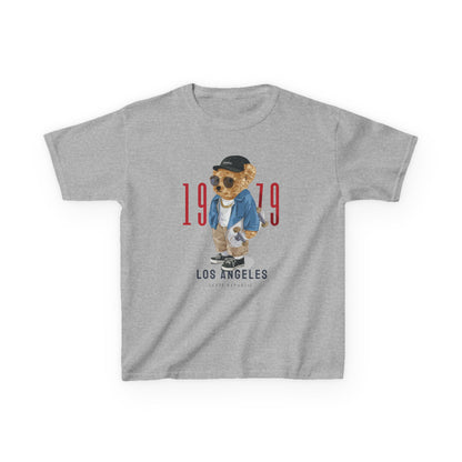 Vintage Kids Tee with Cool Bear Design, Fun Graphic T-Shirt, Cute Bear Apparel, Los Angeles 1979 Tee, Casual Everyday Wear Sport Grey
