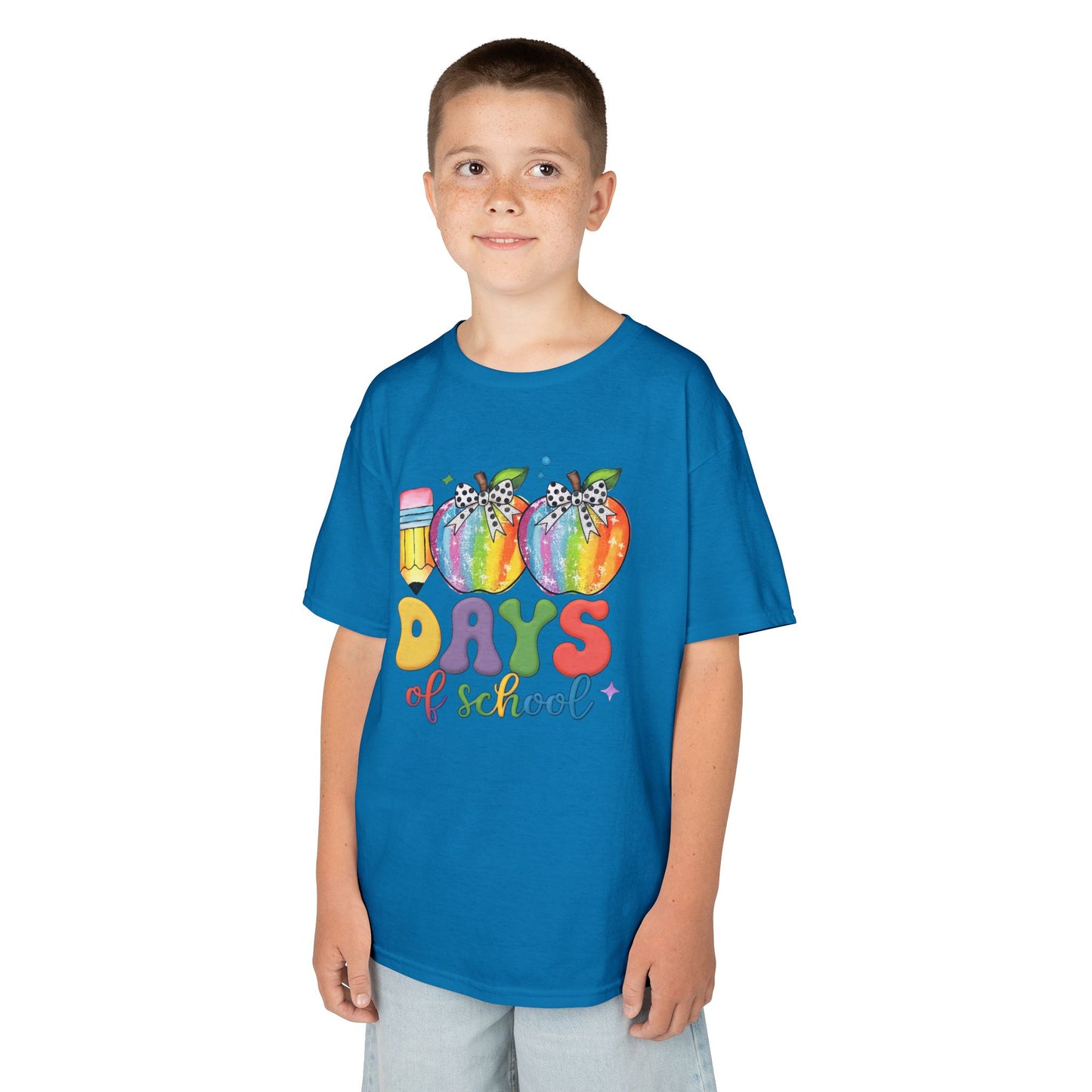Colorful 100 Days of School Kids Tee, Fun T-Shirt, Back to School, Teacher Gift, Rainbow Design, Kid's Clothing