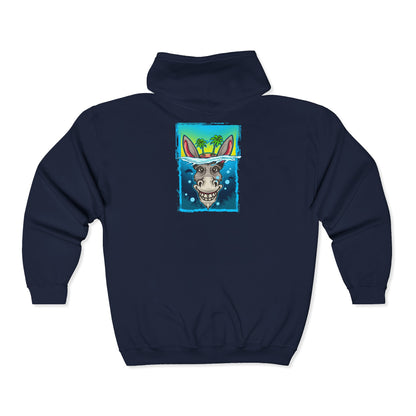 Funny Donkey Island Head Hoodie | Soft & Comfy Tropical Zip-Up