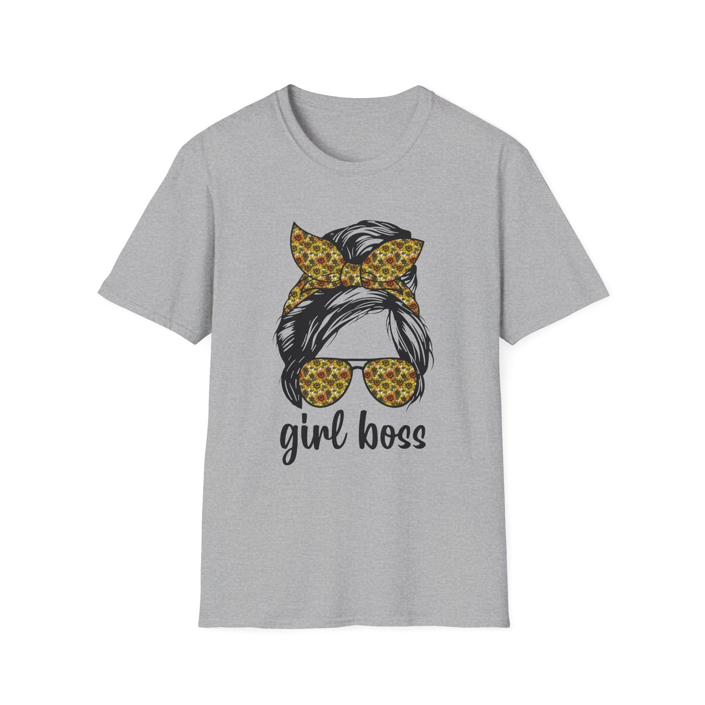 Girl Boss T-Shirt, Unisex Softstyle Tee, Empowering Apparel, Gift for Her, Motivational Shirt, Casual Outfit Sport Grey
