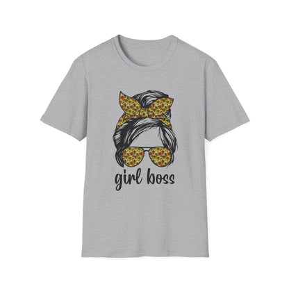 Girl Boss T-Shirt, Unisex Softstyle Tee, Empowering Apparel, Gift for Her, Motivational Shirt, Casual Outfit Sport Grey