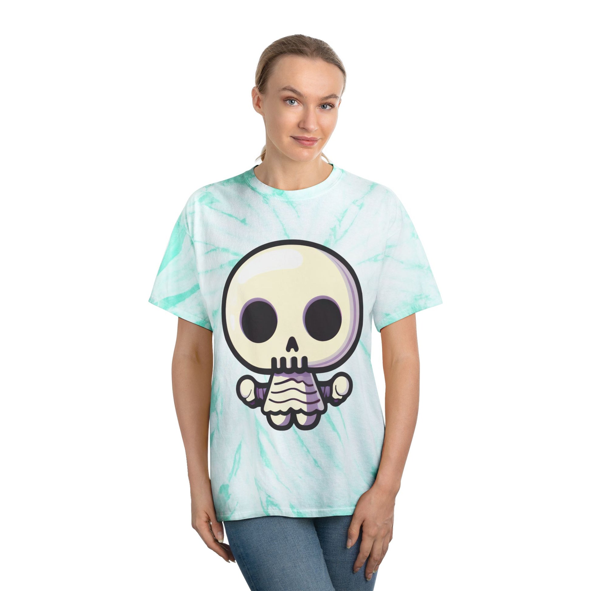 Cute Skeleton Tie-Dye Tee, Casual T-Shirt, Summer Wear, Festival Shirt, Gift for Kids, Unique Graphic Tee - Cozy Kawaii LLC