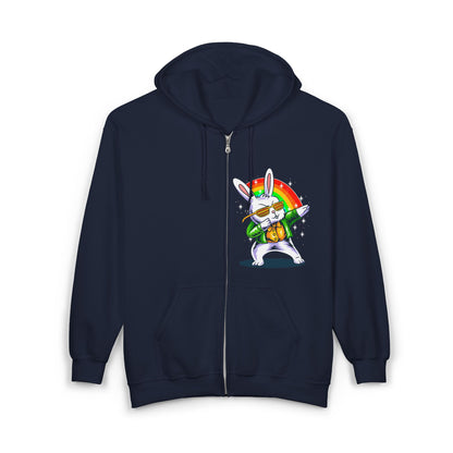 Dabbing Easter Bunny Full Zip Hoodie Sweatshirt - Classic Fit