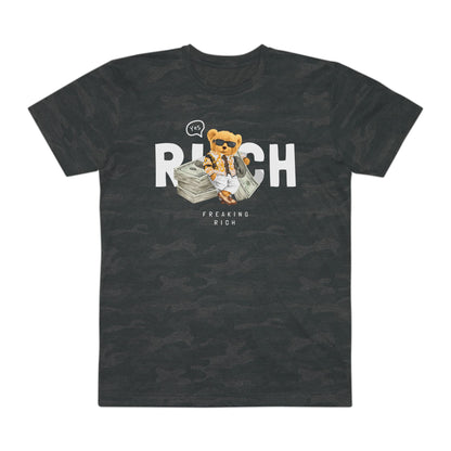 Wildly Rich - Men's Fine Jersey Tee, Unique Graphic T-Shirt for Men, Cool Animal Print Tee, Fashionable Casual Wear, Gift for Him Storm Camo