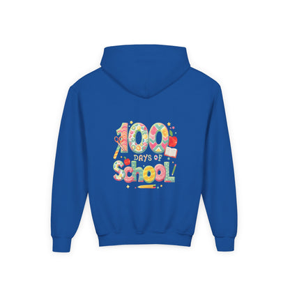 100 Days of School Youth Hoodie, Colorful School Spirit Sweatshirt, Kids Celebration Hoodie, Perfect for School Events, Fun Memory Gear