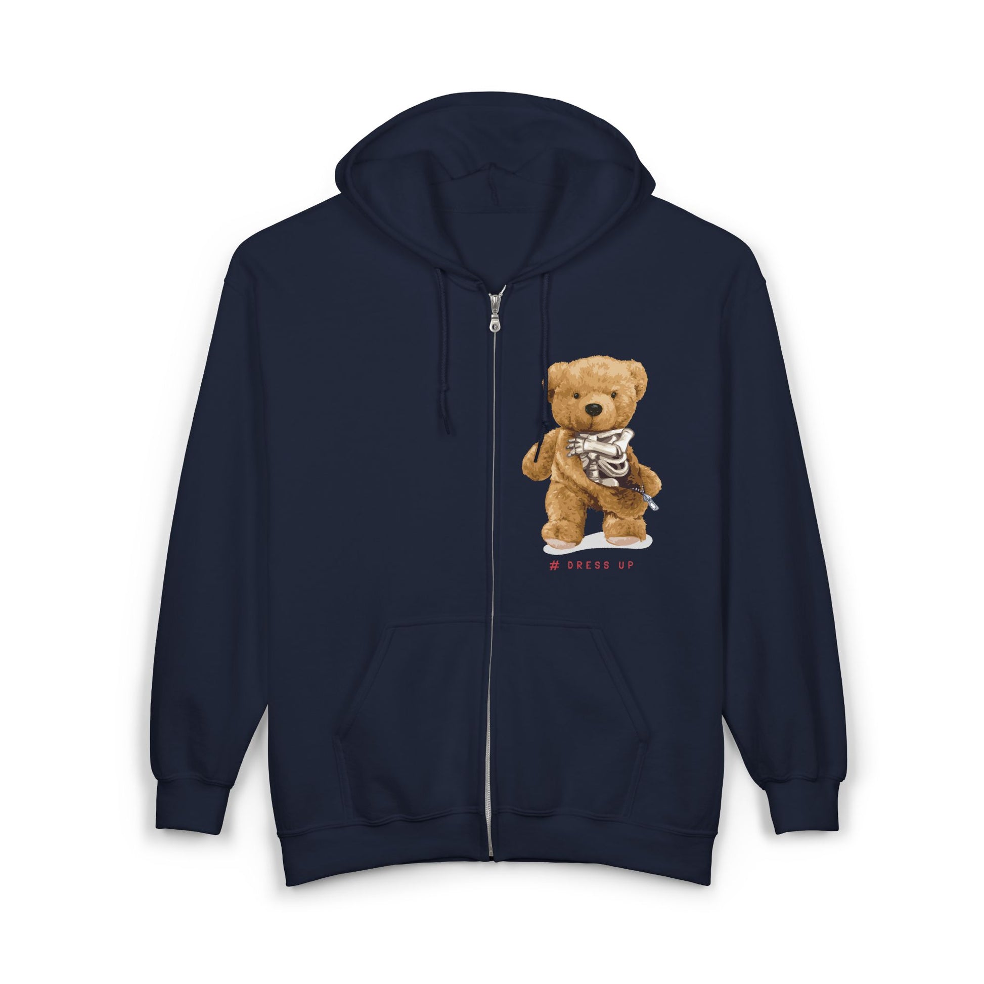 Adorable Teddy Bear Full Zip Hoodie, Cozy Sweatshirt, Cute Gift for Bear Lovers, Winter Wardrobe Essential, Perfect for Holidays