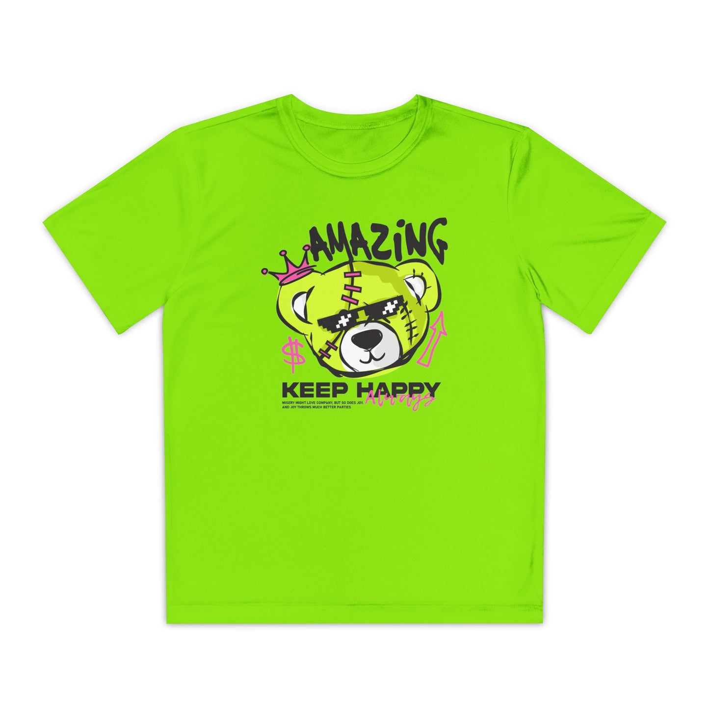 Youth Graphic Tee with Fun Bear Design, Casual Streetwear Shirt, Perfect Gift for Kids, Playful Summer Outfit, Birthday Gift, Everyday Wear Lime Shock