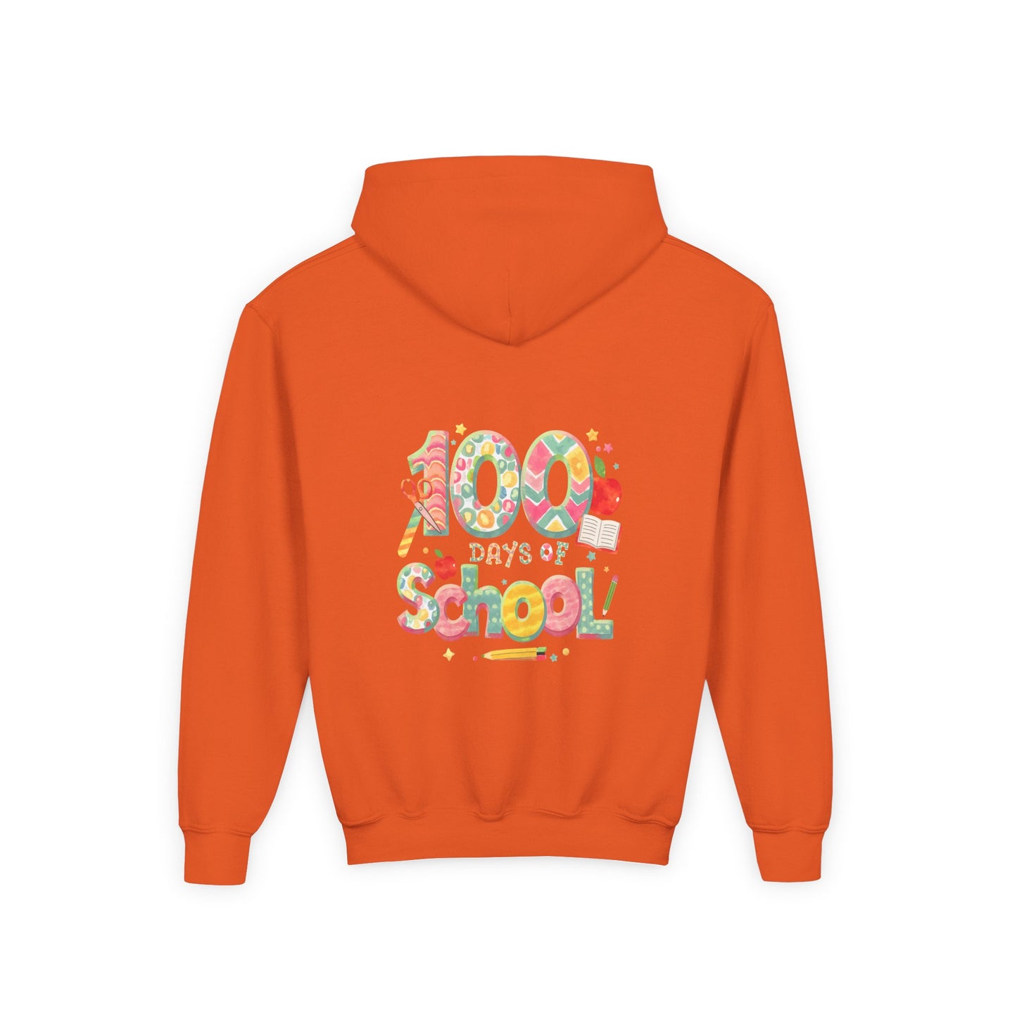 100 Days of School Youth Hoodie, Colorful School Spirit Sweatshirt, Kids Celebration Hoodie, Perfect for School Events, Fun Memory Gear