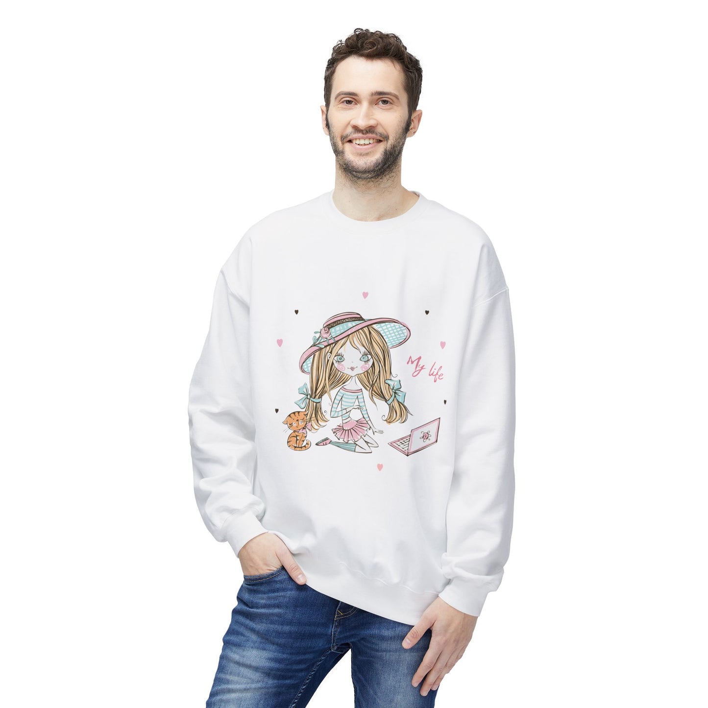 Cute Illustrated Crewneck Sweatshirt, Cozy Everyday Wear, Gift for Her, Fun Fashion, Casual Outfit, Birthday Present