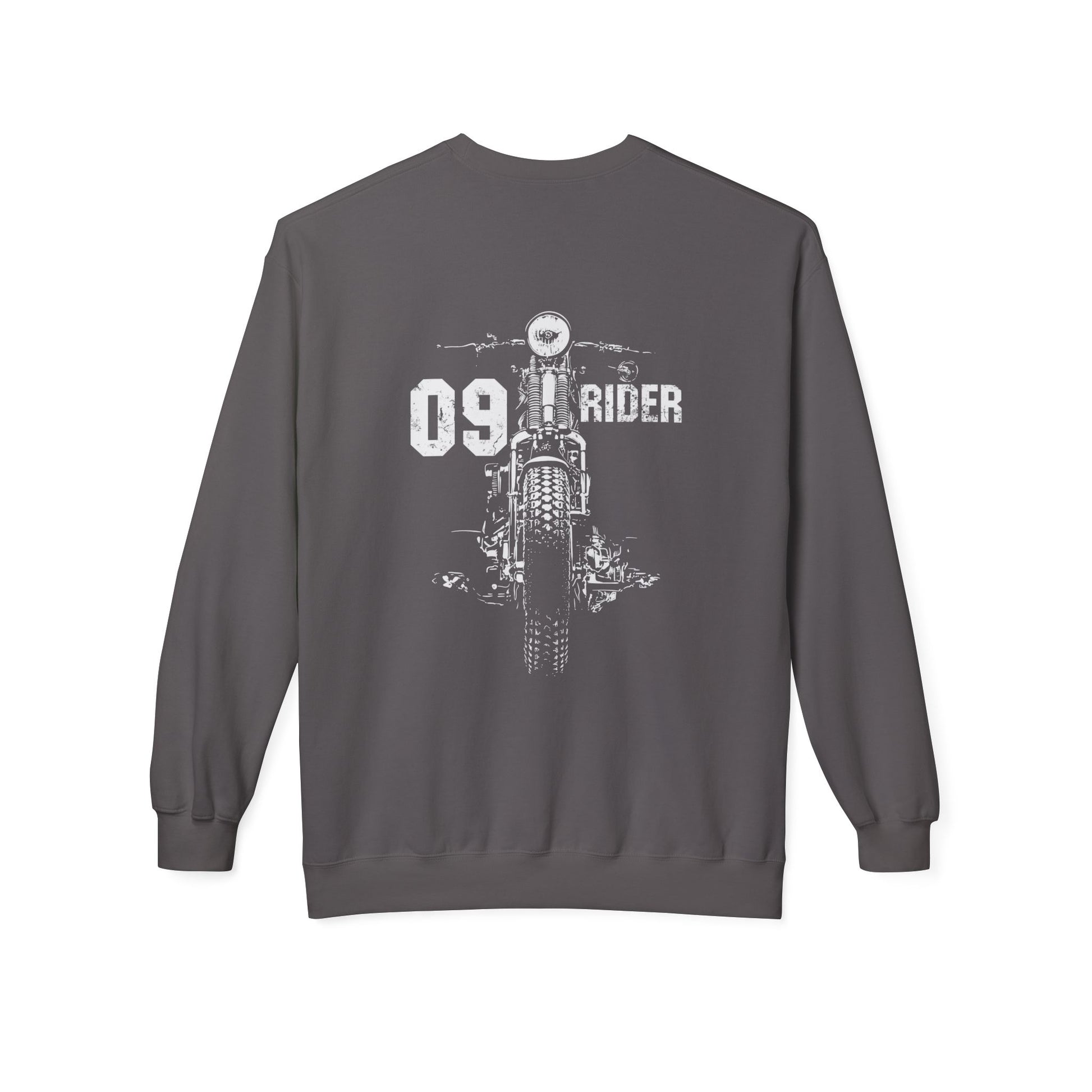 Retro Unisex Fleece Crew Sweatshirt - 09 Rider Design, Cozy Apparel, Gift for Bikers, Streetwear, Festival Wear, Everyday Comfort