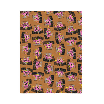 "Big Boy" Pink Bear Graphic Plush Blanket – Soft Velveteen Throw for Bed or Couch – Brown Urban Streetwear Home Decor